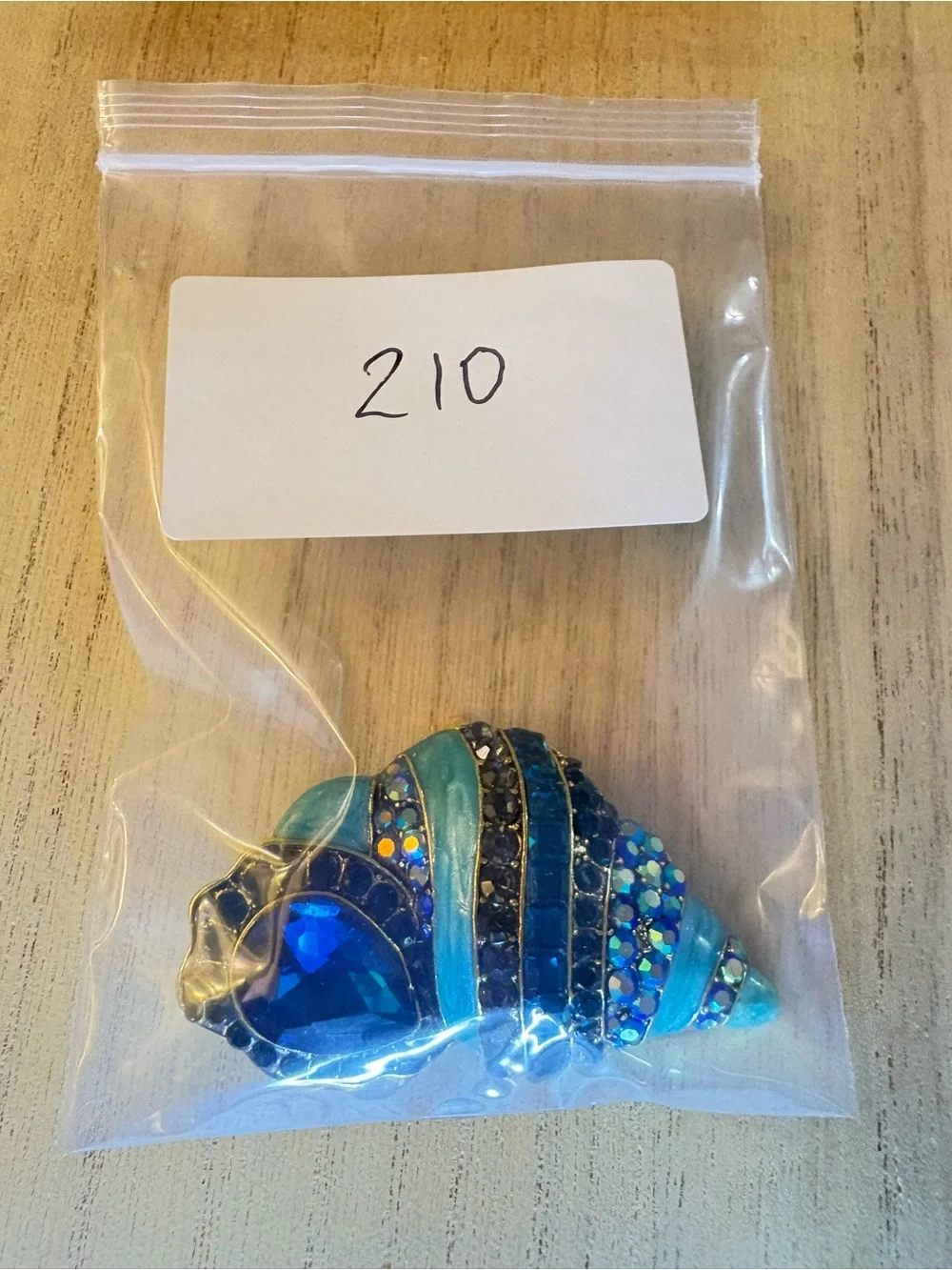 Blue Teardrop Shell Crystal Statement Brooch